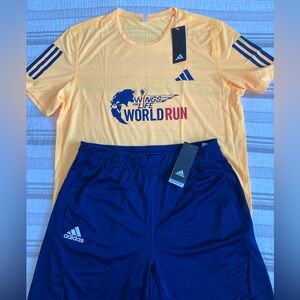 Adidas T-Shirt Aeroready/Knit Shorts Aeroready Set Men’s Sz Medium.